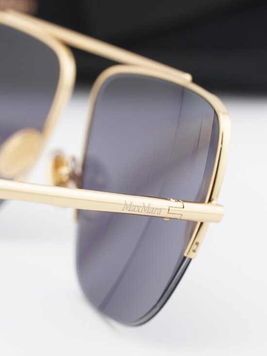 Max Mara MENTON3 MM0121 30A Aviator Sunglasses - Gold / Smoke